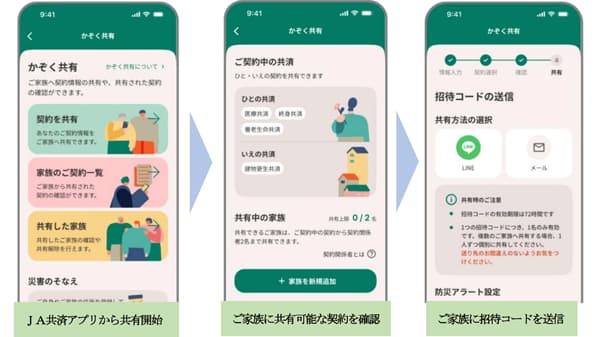 ＪＡ共済アプリの新機能「かぞく共有」の提供を開始　もしもにそなえて家族に契約情報を共有できる　ＪＡ共済連
