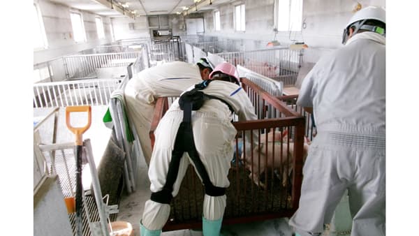 飼養管理、飼料運搬時の負担軽減　家畜改良センターへ「アシストスーツ」導入　イノフィス