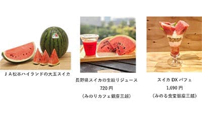 「長野県産スイカフェア」開催　銀座の直営飲食店舗で18日から　ＪＡ全農