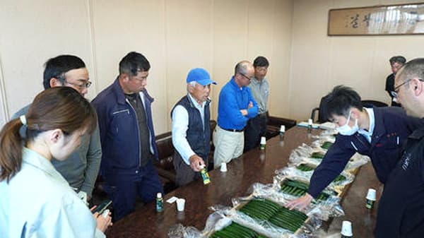 「新川きゅうり」の目揃い会を開催　ブランドの赤いシールでアピール　ＪＡ全農とやま