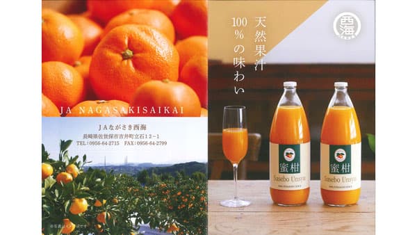 選りすぐりのさせぼ温習みかんで果汁100％ジュース　コクと甘み、余すところなく　ＪＡながさき西海