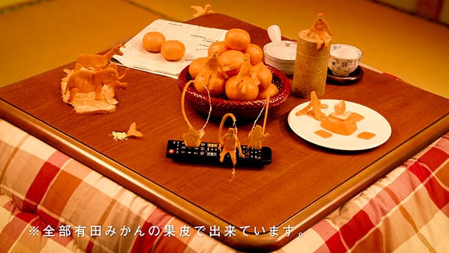 こたつの上で「みかんアート」が動き出す　有田みかん新CM放映開始