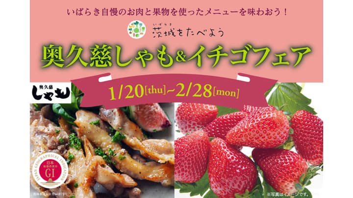 茨城県内レストランで「茨城をたべよう奥久慈しゃも＆イチゴフェア」開催