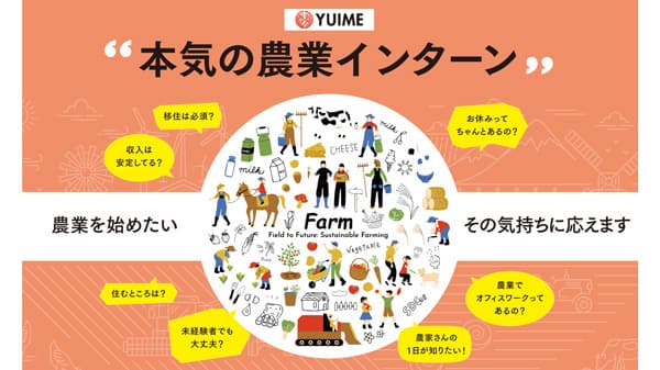 農業を選ぶ若者を増やす　日本人雇用就農サービス「本気の農業インターン」開始　YUIME