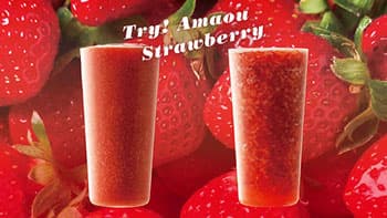 旬のいちご「あまおう」のドリンク　2つの異なる食感で提供　青木フルーツ