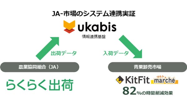 「みどりクラウド らくらく出荷」と「KitFitマルシェ」データ連携で市場の入荷作業時間を82%削減