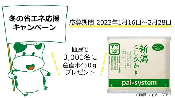 省エネ応援キャンペーン　3000人に産直米プレゼント　パルシステム