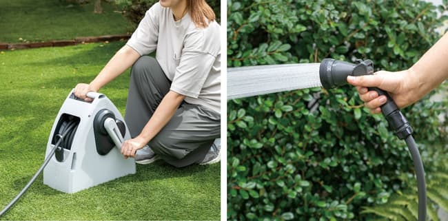 楽に巻ける人気のホースリールに大流量タイプ「ギアスピード　GIGA」新登場　コメリ