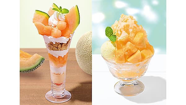 北海道産赤肉メロンのパフェとかき氷　期間限定で登場　銀座コージーコーナー