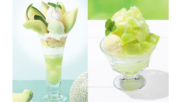 茨城県産メロンのパフェとかき氷　期間限定で登場　銀座コージーコーナー