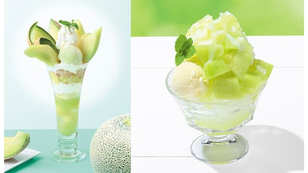 旬の茨城県産メロンのパフェとかき氷　期間限定で登場　銀座コージーコーナー