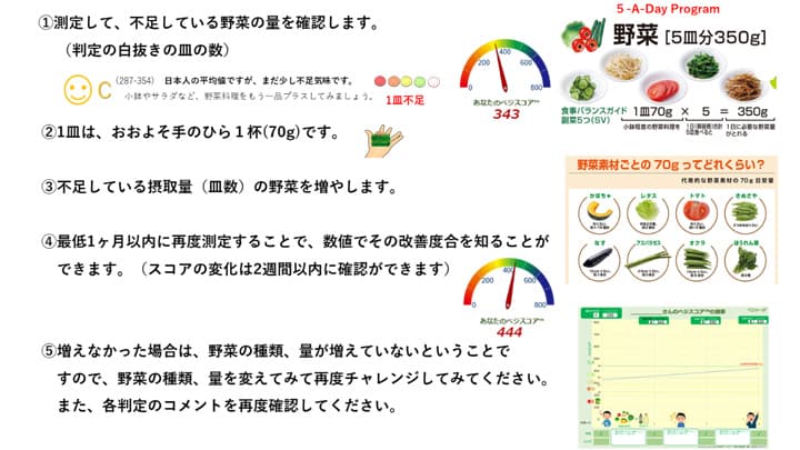 ベジメータで測るだけの野菜不足改善プログラム開発　アルテック