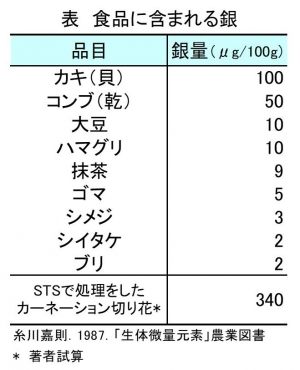 食品に含まれる銀