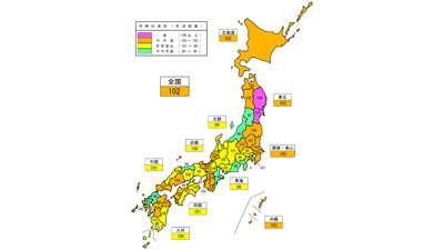 24年産水稲 　全国作況は「102」　9月25日現在　 主食用683万ｔ見込み