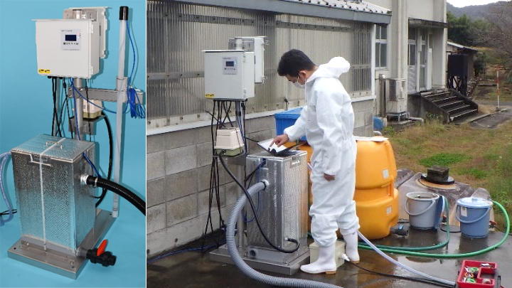 発電細菌を利用したBOD監視システム・鳥取県中小畜産試験場におけるBOD 監視システムの設置調整作業（提供：山形東亜DKK ）