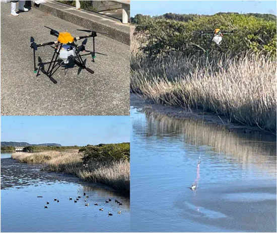 ドローンによる渡り鳥飛来湖沼からの採水