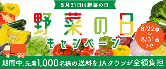 8月31日「野菜の日キャンペーン」先着1000人「野菜ボックス」送料0円　ＪＡタウン