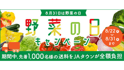 8月31日は「野菜の日」先着1000人に「野菜ボックス」送料0円　ＪＡタウン
