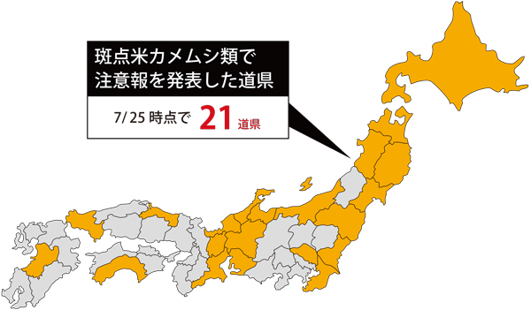 斑点米カメムシ類　21道県で注意報　 7月25日現在