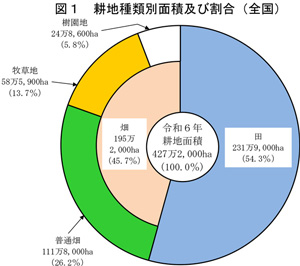 耕地種類別面積及び割合