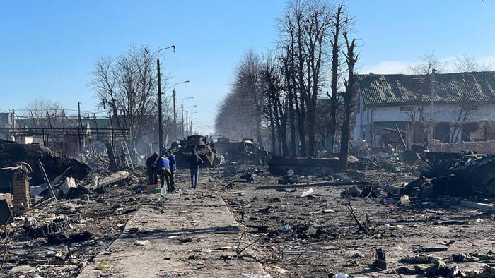 ロシア軍との攻防戦により破壊されたウクライナ・キエフ州のようす（©2022ADRA）