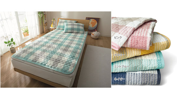 夏の綿素材寝具「先染めサッカー寝具」に「ブロック柄」登場　日本生協連