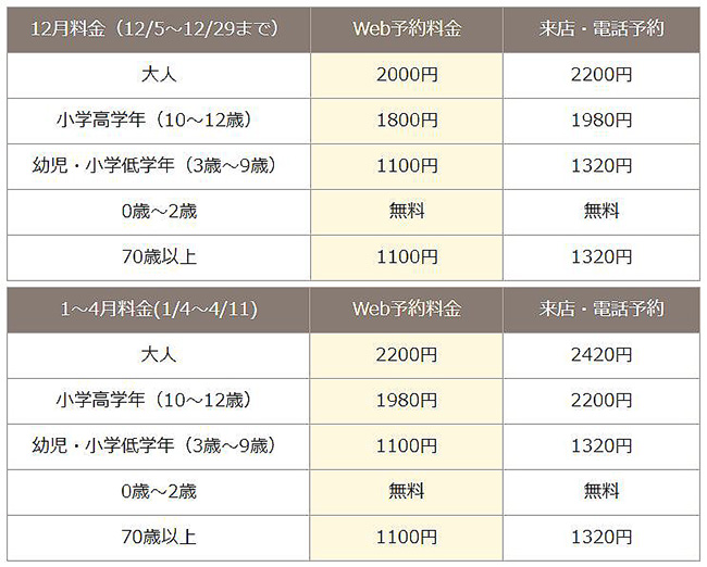 料金表