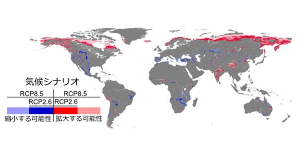 気候変動で森林が拡大する地域・縮小する地域を高解像度で推定　森林総合研究所