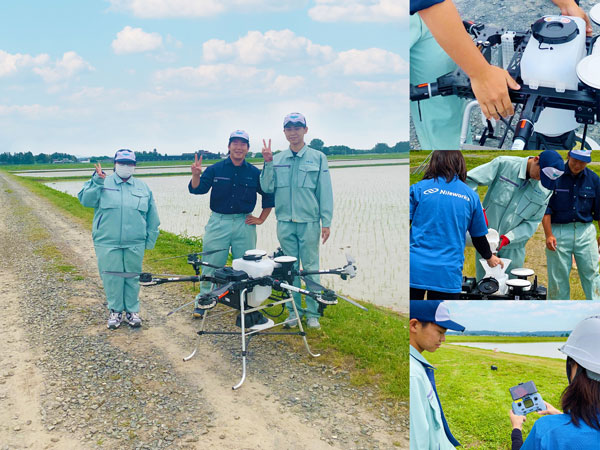 登米総合産業高校で農業科の生徒に自動飛行ドローンを実演　ナイルワークス